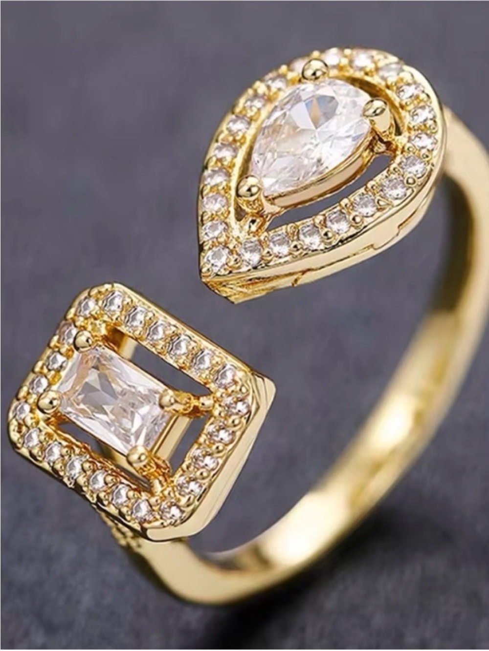 Swarovski Elements Yellow Gold Plated Open Contemporary Ring NEW